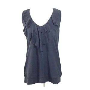 DKNY Striped Sleeveless Ruffle Top Size Medium